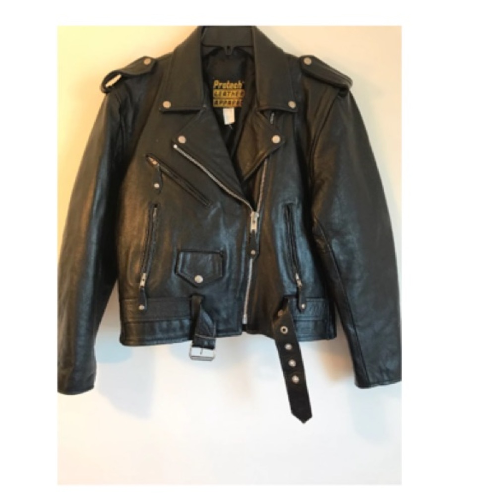 Protech Leather Apparel Black Motorcycle Jacket